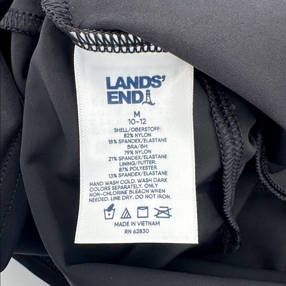 Lands' End NWT Black Flutter High Neck UPF 50 Tankini Top Medium (10-12) - Picture 9 of 9